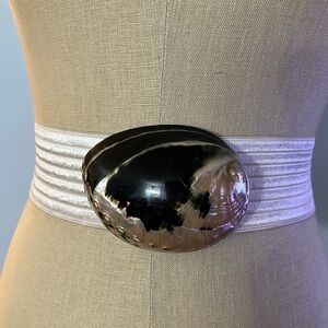 Vintage Charmant 80s Abalone Shell Wide Elastic Stretch l Belt